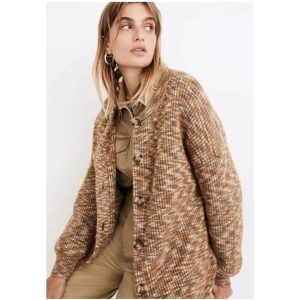 Madewell Space-Dyed Winstead Cardigan Sweater Size small Chunky Knit Wool Blend